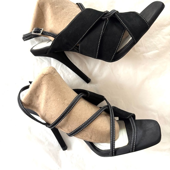 NWOT Zara Saldi Black High-Heeled Sandals Sleek Straps SZ 5 - Picture 12 of 16